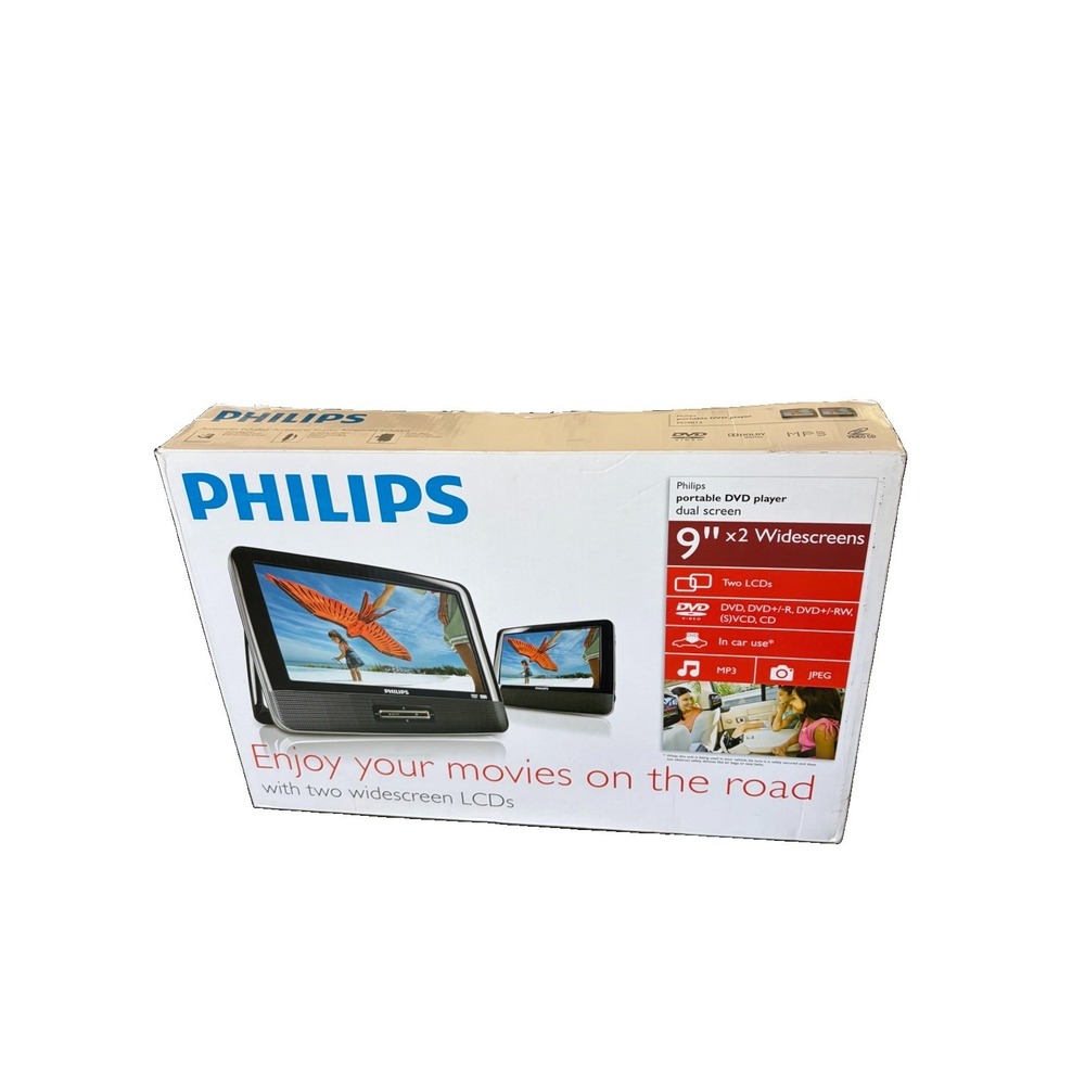 Philips Portable DVD Player PD9012P/37 9-Inch LCD Dual Screens New MP3 Player